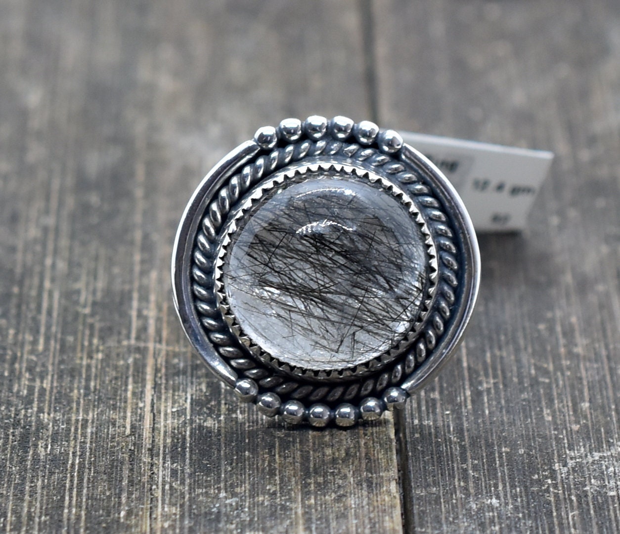 Black Rutile Ring 9 Us Silver Ring, Handmade Dainty , Cabochon Ring Woman Mothers Day Gift, Hp01 51-60 Fine Jewelry Co 3