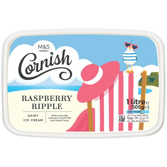 M&S Cornish Cream Raspberry Ripple Ice Cream