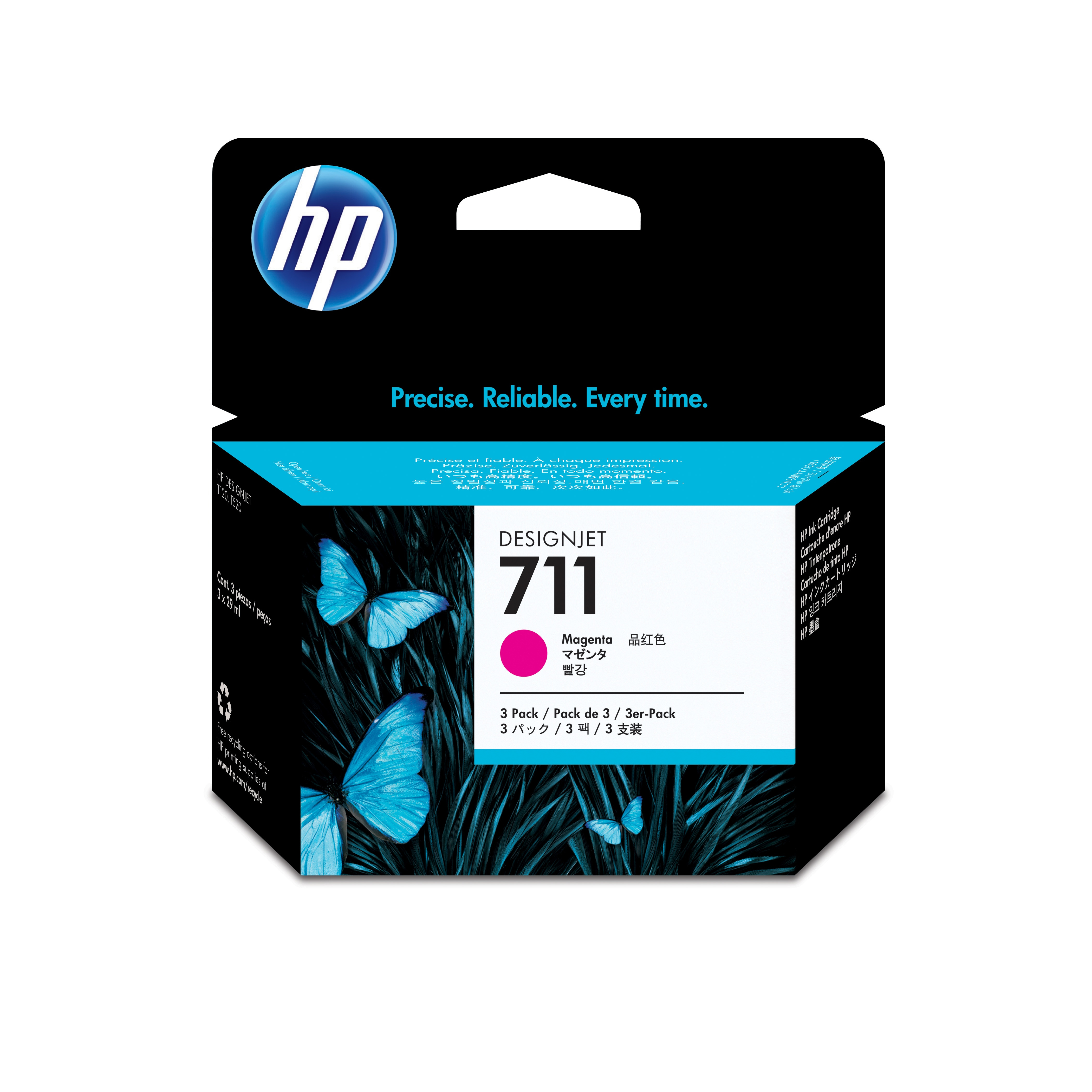 HP CZ135A (711) Ink cartridge magenta, 29ml, Pack qty 3