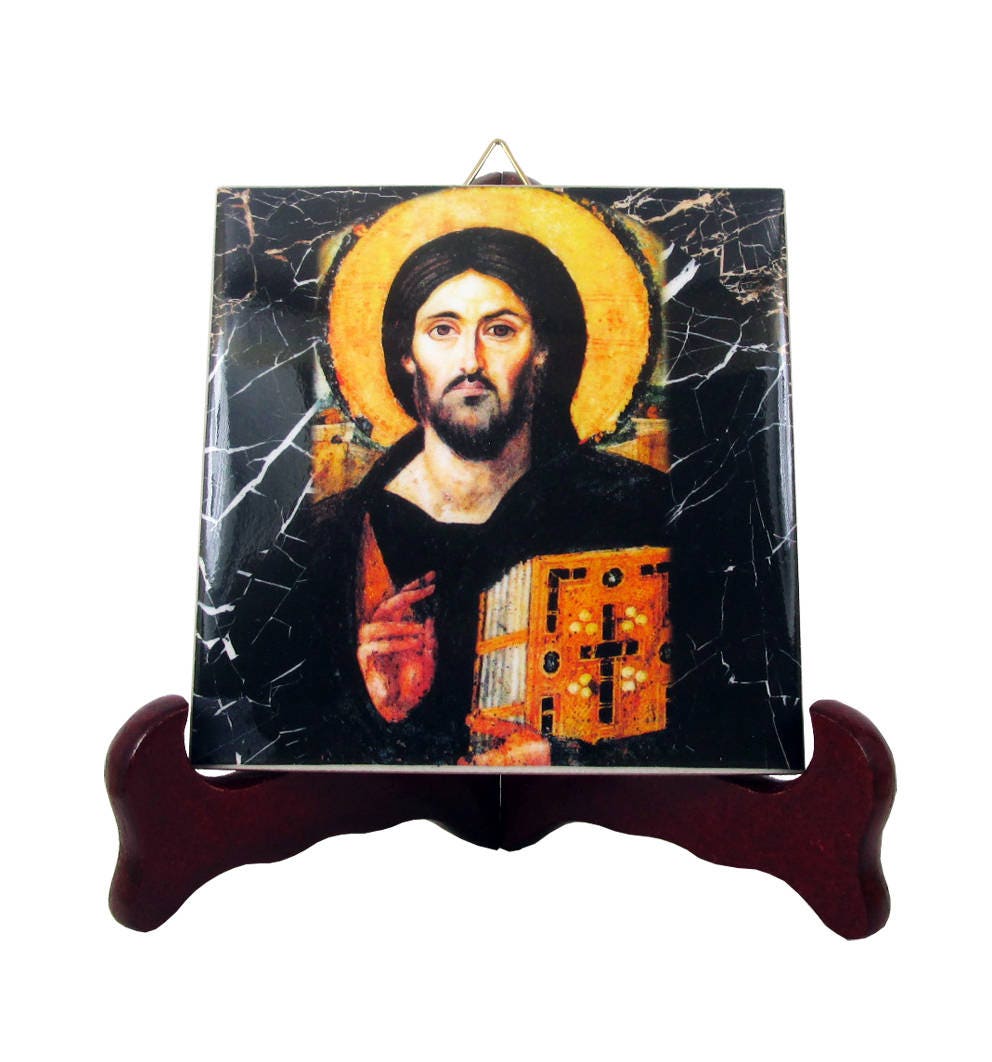 Christian Gifts - Icon Of Jesus Christ Pantocrator Religious On Ceramic Tile Christian Gift Jesus