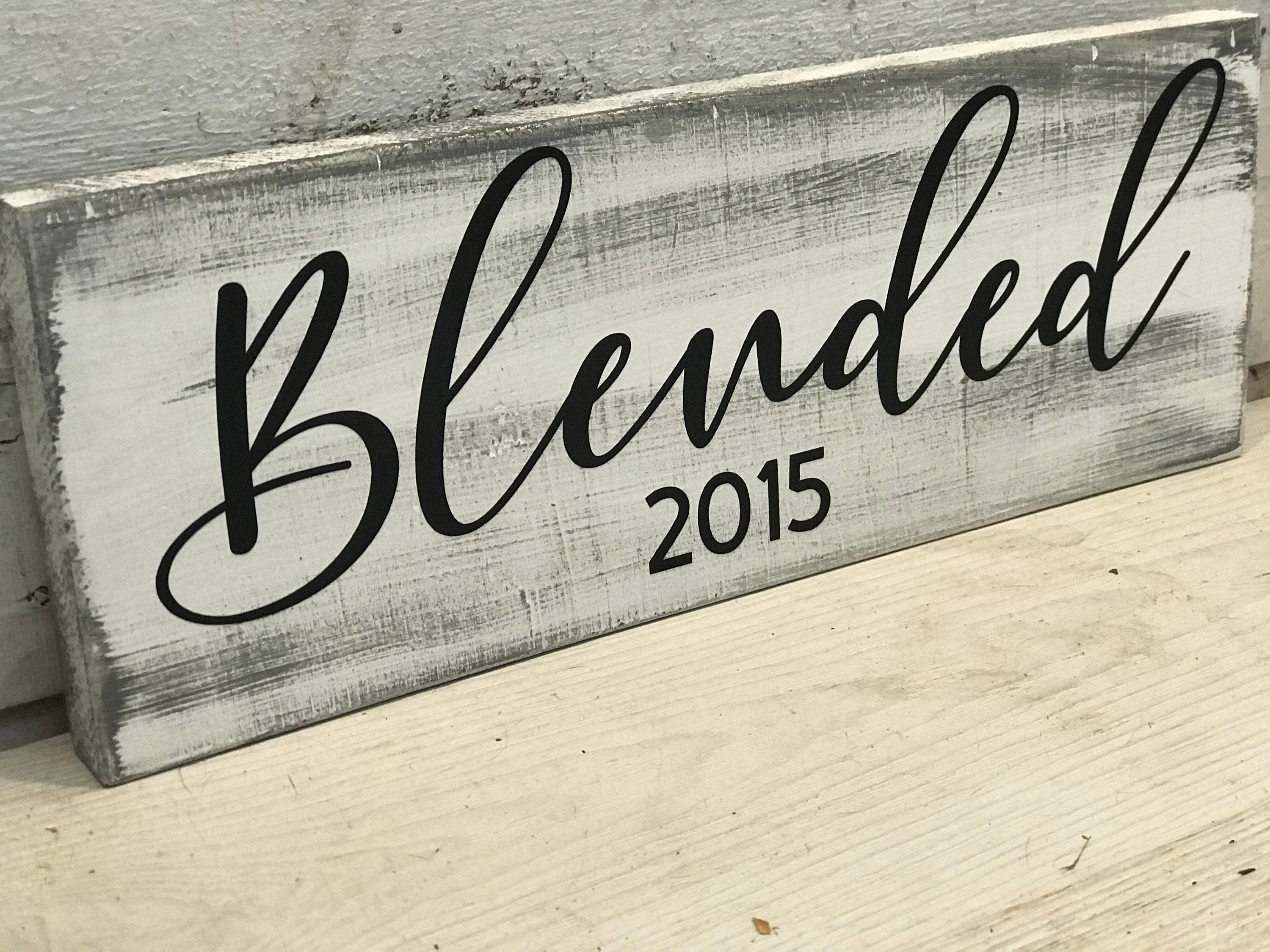 Blended & Blessed Wood Sign L #blended | Family Wedding Gift Rustic Home Decor Scrabble Wall The Perfect Blend