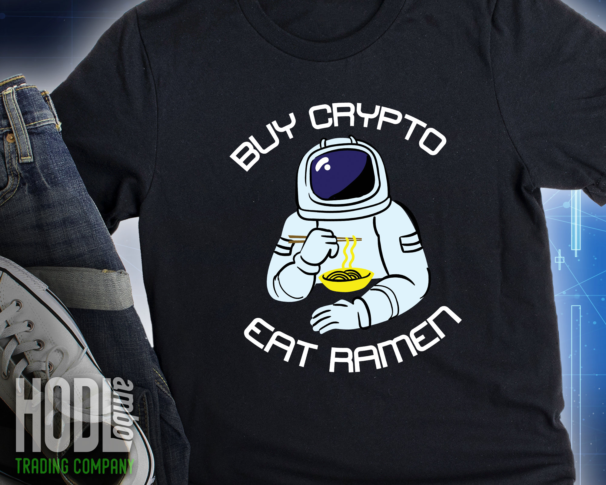 Buy Crypto Eat Ramen Shirt | Bitcoin, Litecoin, Etherium, Doge, Ripple, Cardano Moon Cryptocurrency Tshirt Astronaut To The Moon