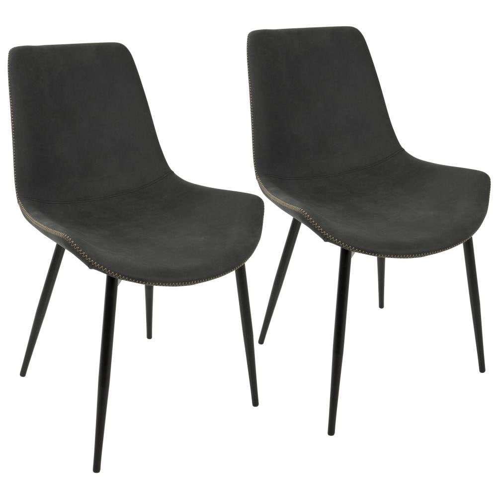 LumiSource Set of 2 Duke Polyester/Polyester Blend Upholstered Dining Side Chair (Metal Frame) in Gray | DC-DUKZ BK+GY2