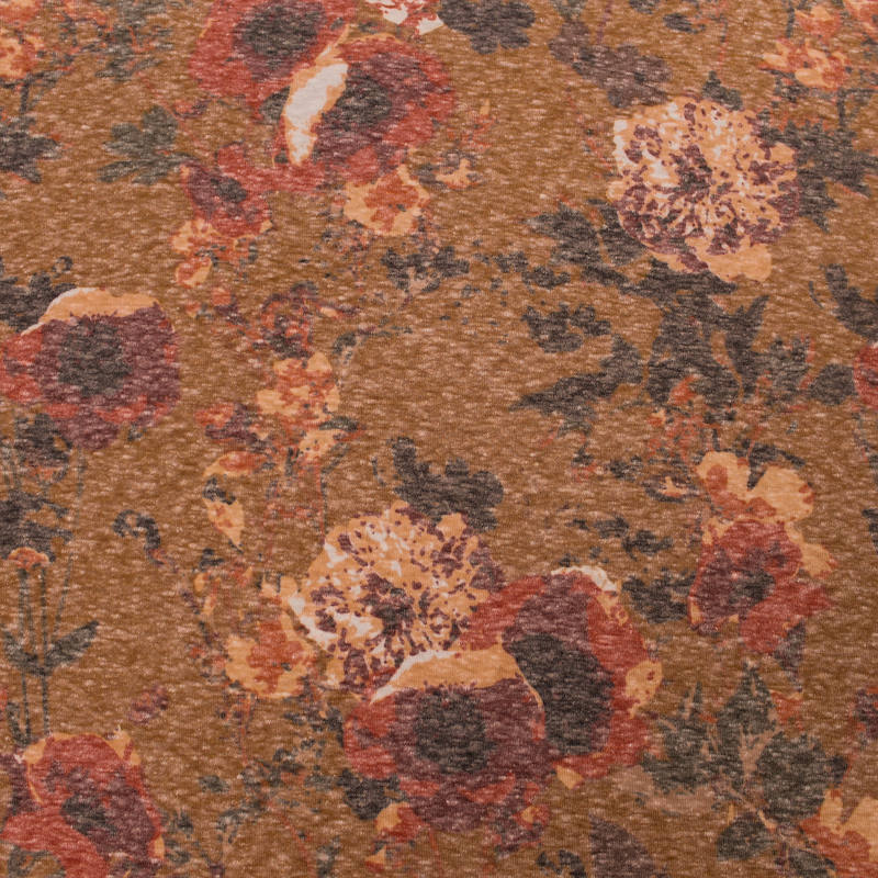 Mustard Rust 58Floral Printed Tri Blend Fabric By The Yard - Style P-14-Tri-Blend