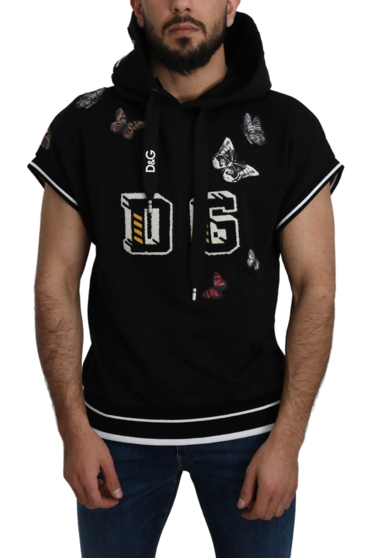Dolce & Gabbana Men's Cotton Logo Hoodie Butterfly Sweater Black TSH4945 - IT44 | XS
