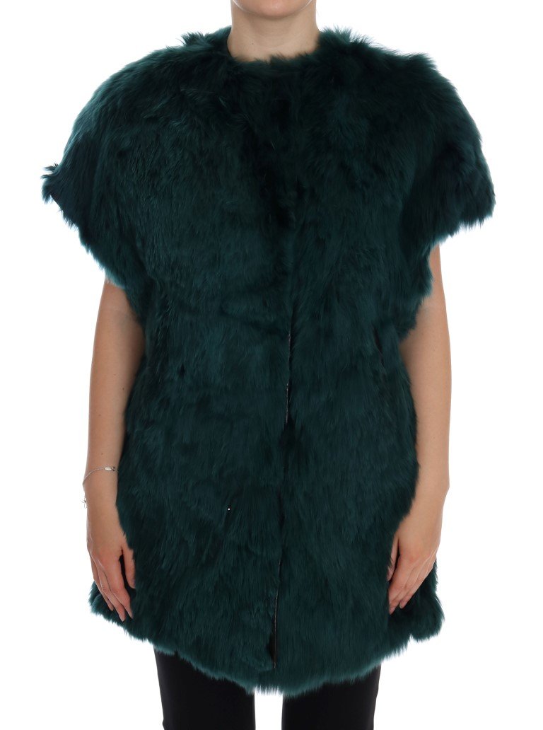 Dolce & Gabbana Women's Alpaca Fur Vest Sleeveless Jacket Green JKT1005 - IT38|XS