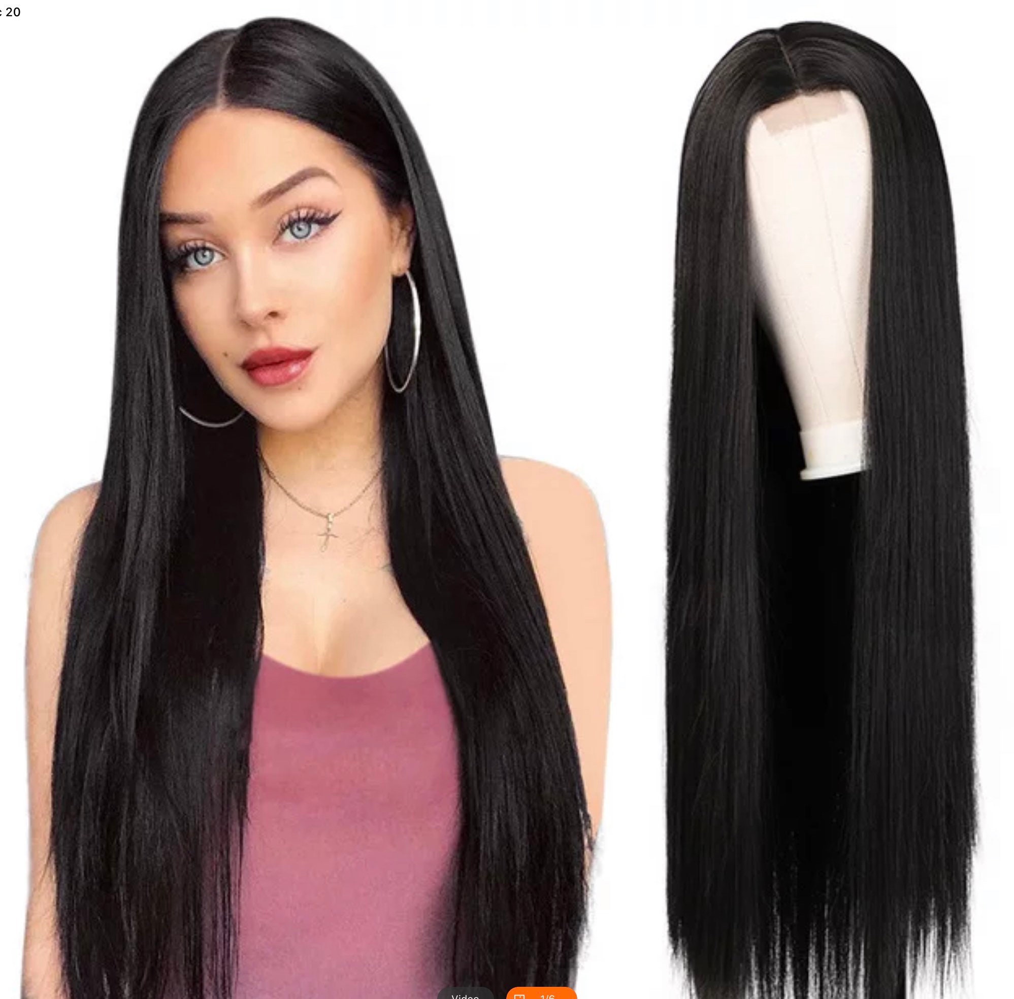 Human Hair Blend 30Inches Middle Part Wig.ready To Ship