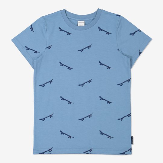 T-skjorte med skateboard-trykk blå