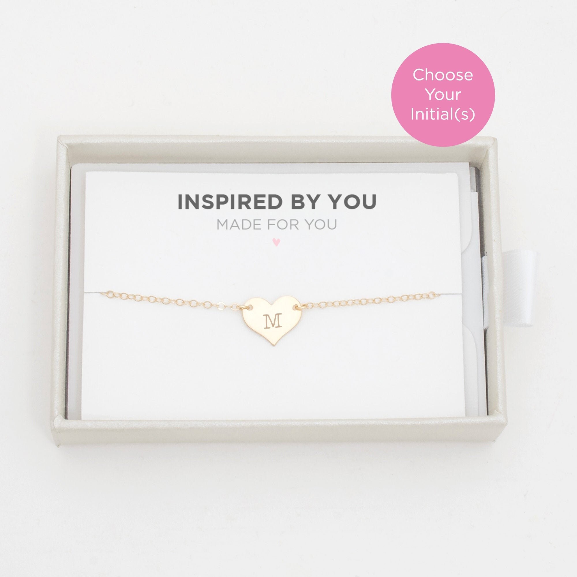 Tiny Heart Bracelet, Simple Everyday Monogram Gold Dainty Delicate Bracelet