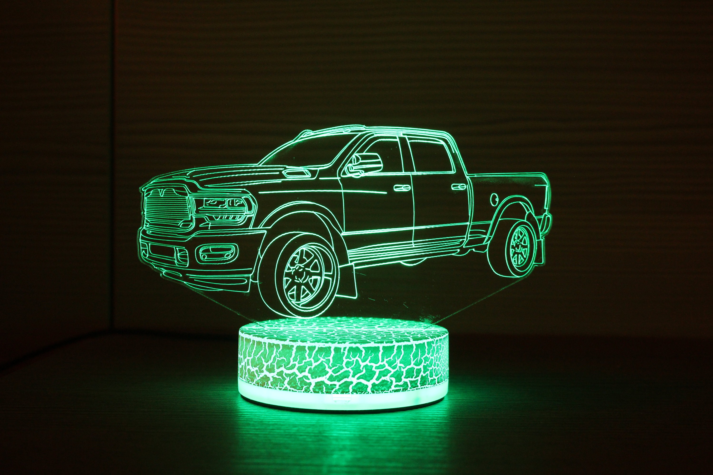 Dodge Ram Pick Up Truck Lamp Sign 3D Night Ligh Bedside Lampt Home Decor Illusion Led Gift For Him Idea