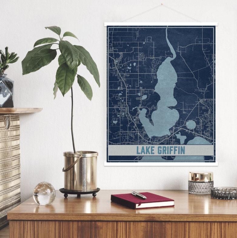 Lake Griffin Florida Map Print | Magnetic Poster Frame Printed Marketplace
