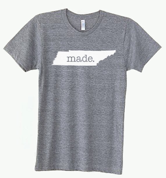 Tennessee Tn "Made.' Tri Blend Track T-Shirt - Unisex Tee Shirts Size S M L Xl