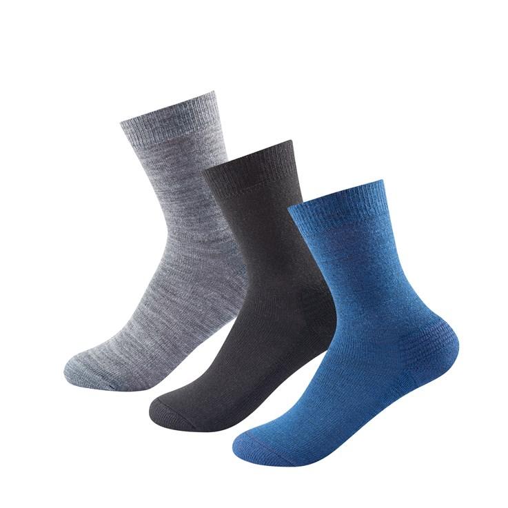Devold Unisex Daily Medium Sock 3PK - Merino Wool, Indigo Mix / 36-40