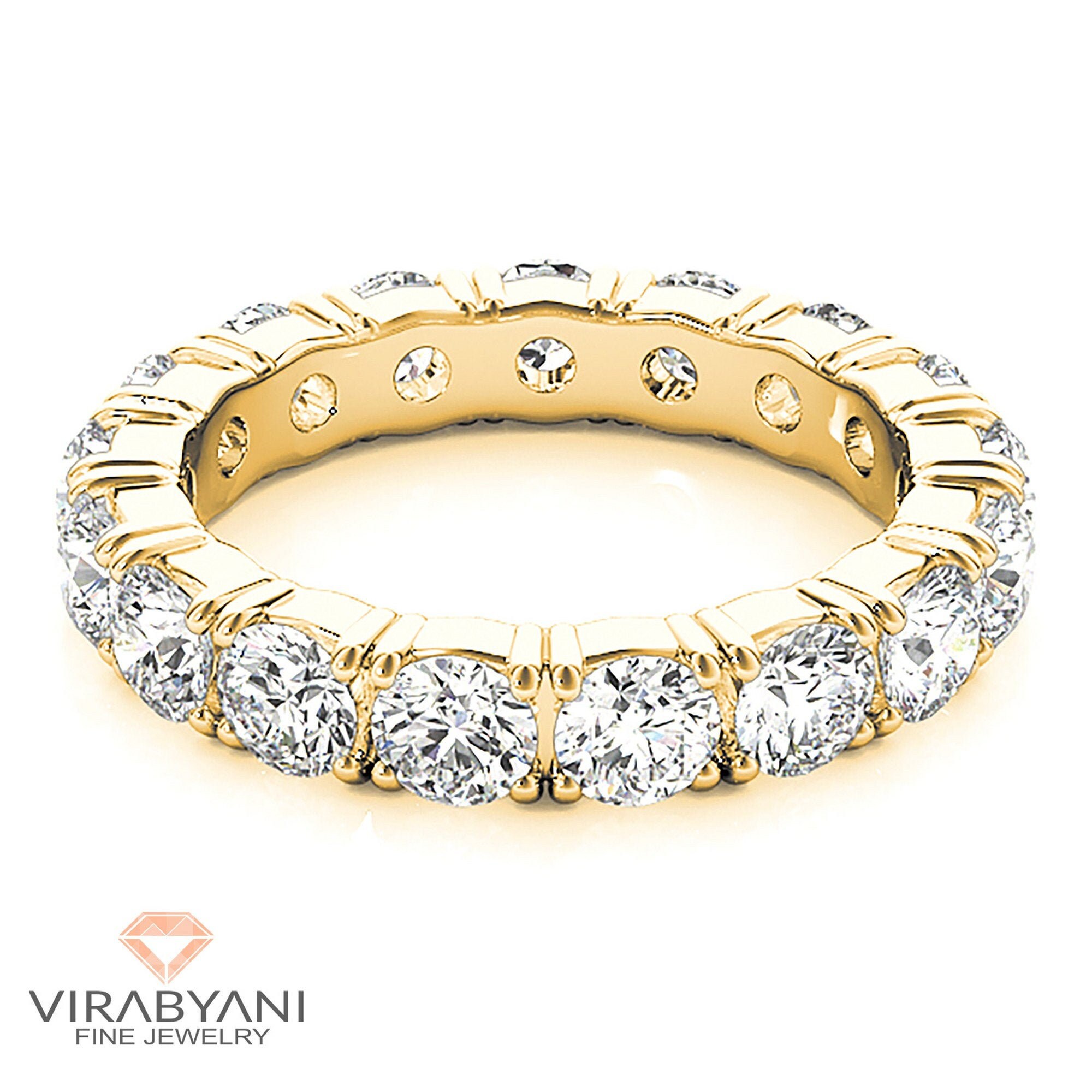2.50 Ctw Diamond Eternity Band - 14K/18K Solid Yellow Gold | Prong Set Wedding Ring Modern Infinity Design