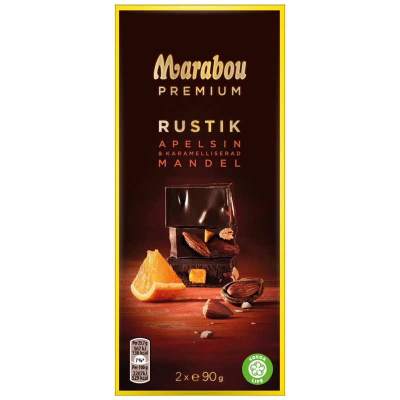 Mörk Choklad "Rustik" Mandel & Apelsin 2 x 90g - 54% rabatt