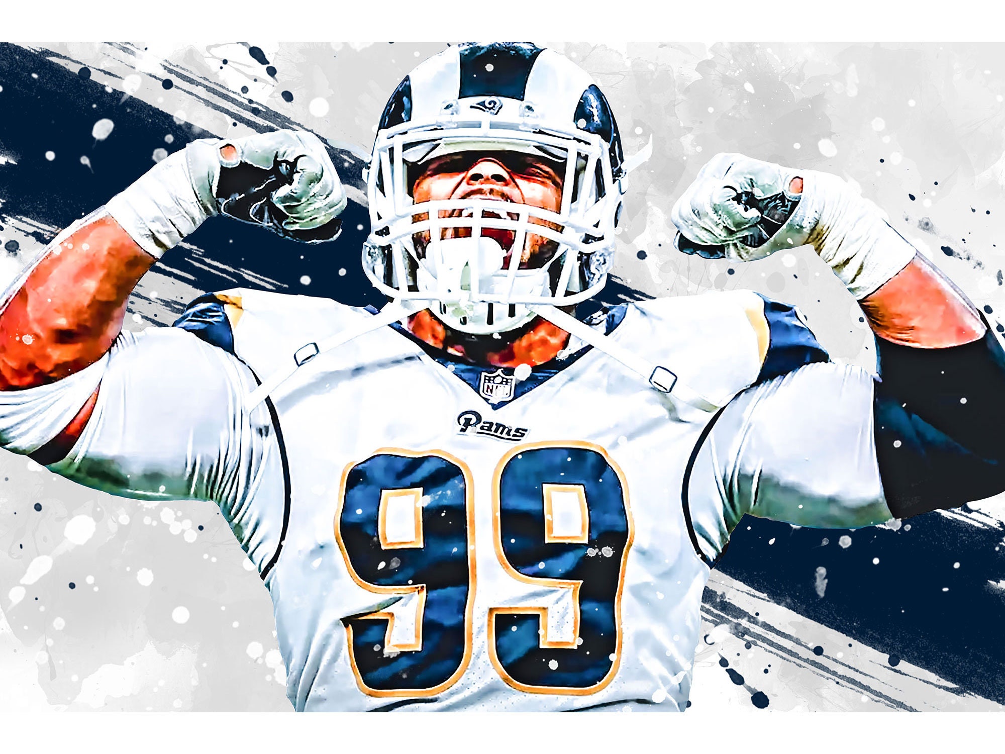 Aaron Donald Los Angeles Rams Poster Print, Sports Art, Football Kids Room Decor, Man Cave, Gift For Him, Decor