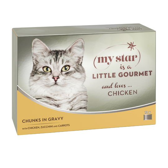 Osta My Star is a little Gourmet - Chunks in Sauce 12 x 85 g - kana,  kesäkurpitsa & porkkana netistä