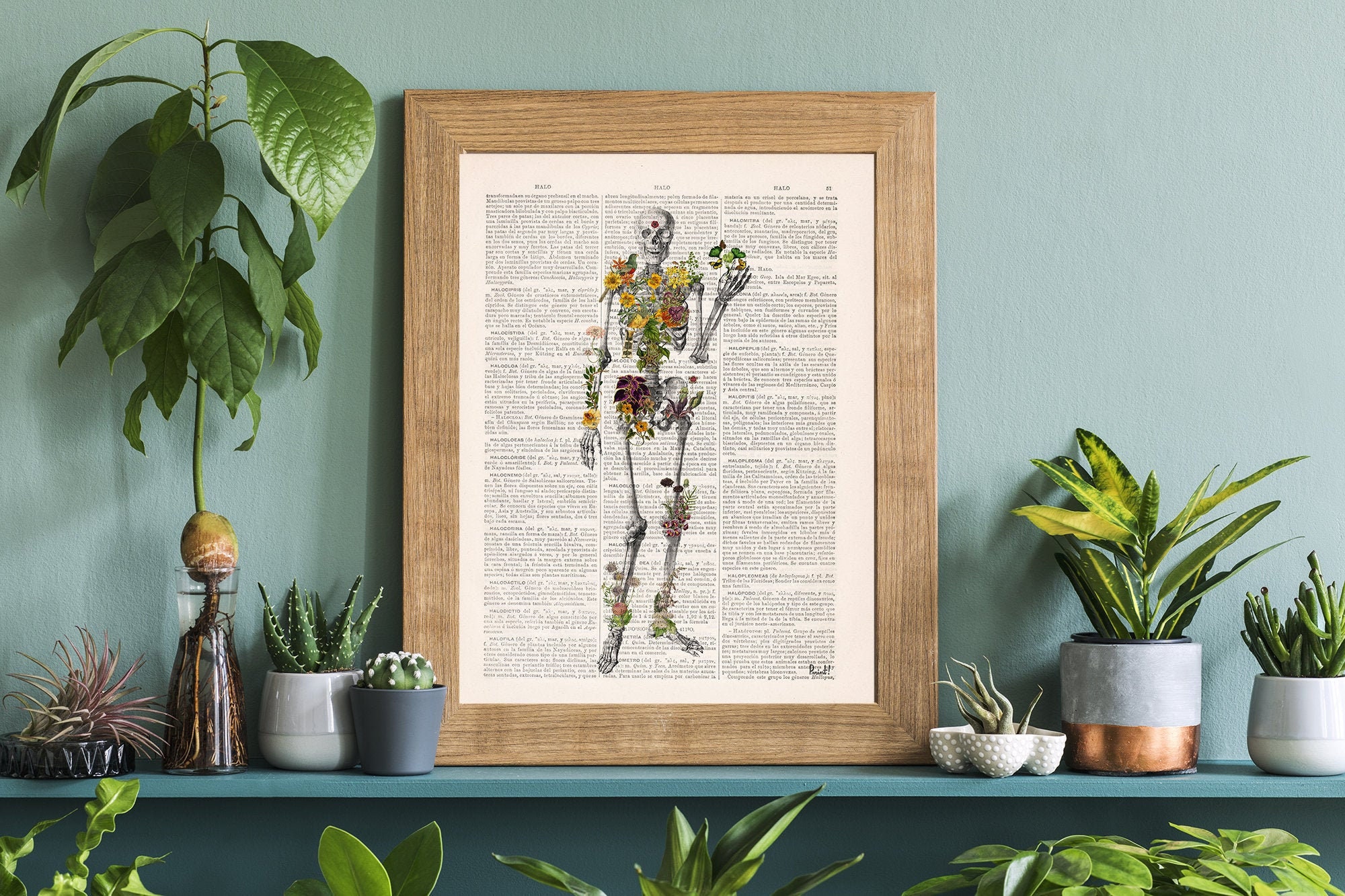 Wall Art Print Birds & Plants Skeleton Full Of Naure Doctor Student Gift Anatomy Print Anatomical Decoration Science Biology Ska281