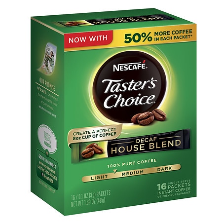 Nescafe Taster's Choice Instant Coffee Single Serve Packets Decaf House Blend - 0.11 oz x 16 pack