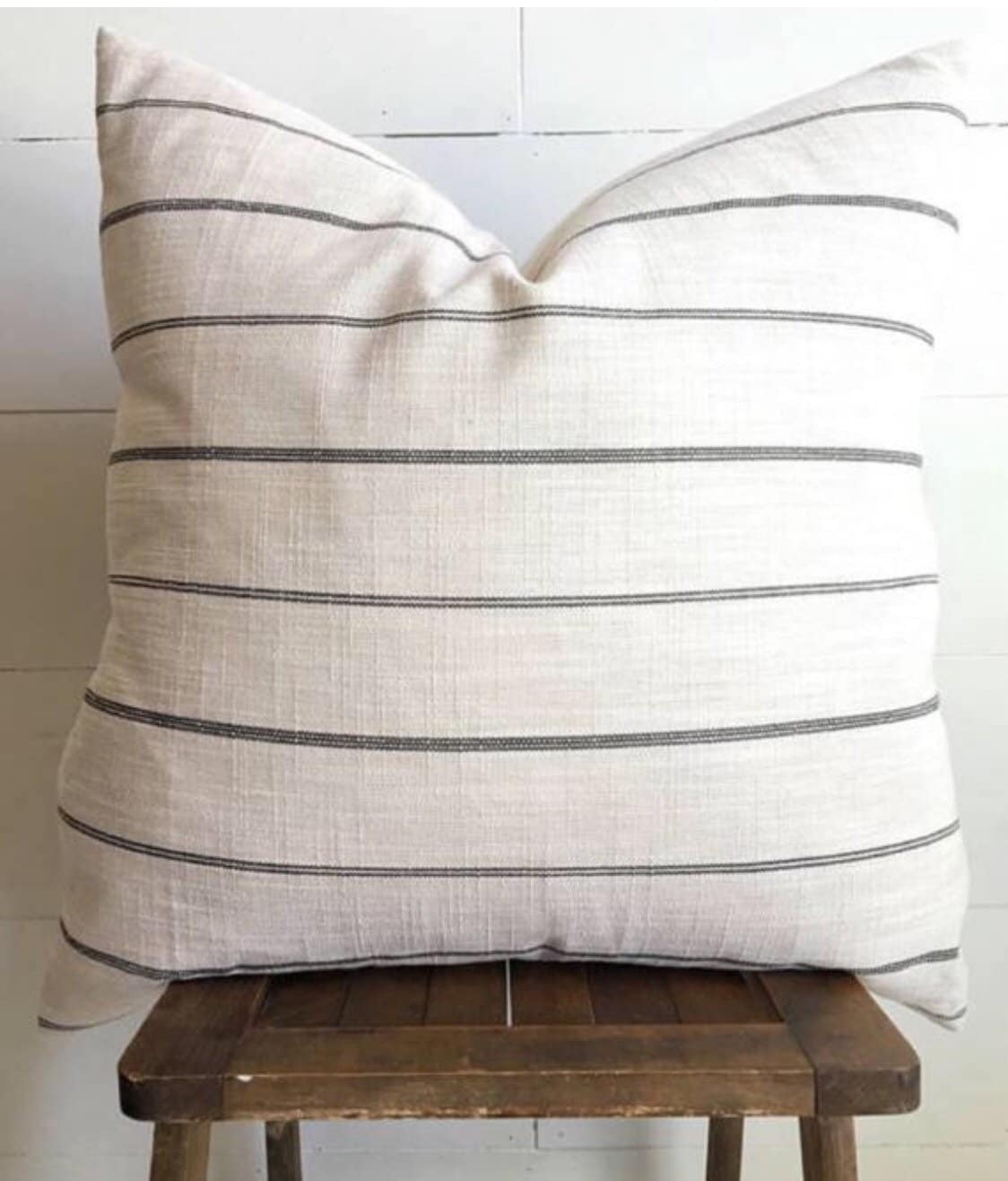 The Sea Salt Textured Linen Blend Light Linen/Cream & Black Stripe Pillow Cover/Farmhouse Modern/ Boho