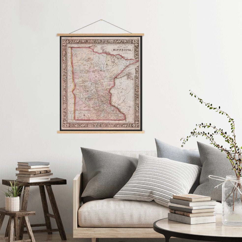 Minnesota Antique Color State Map Print | Canvas Art Printed Marketplace