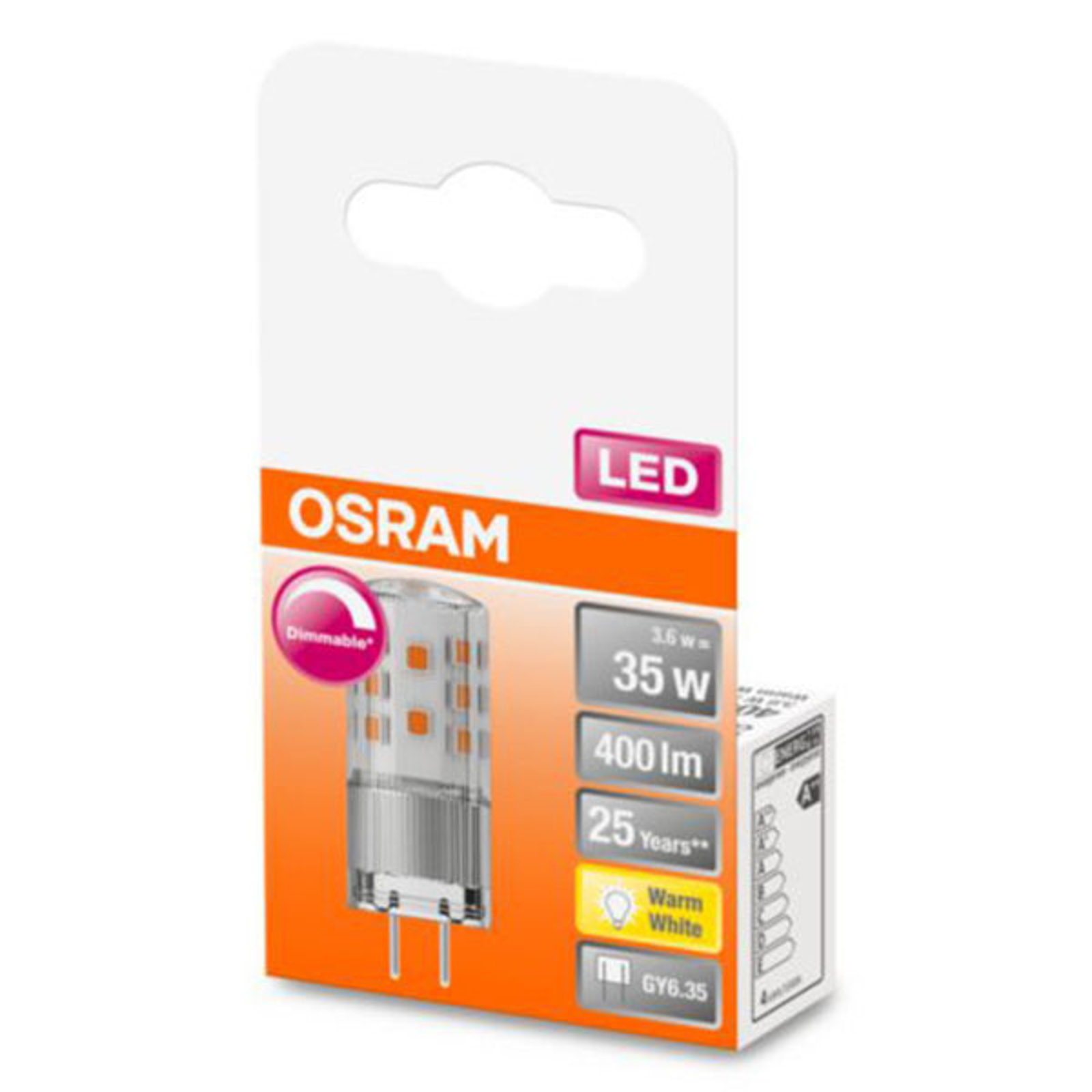 OSRAM kaksikantainen LED-lamppu GY6,35 4,5W 2700 K