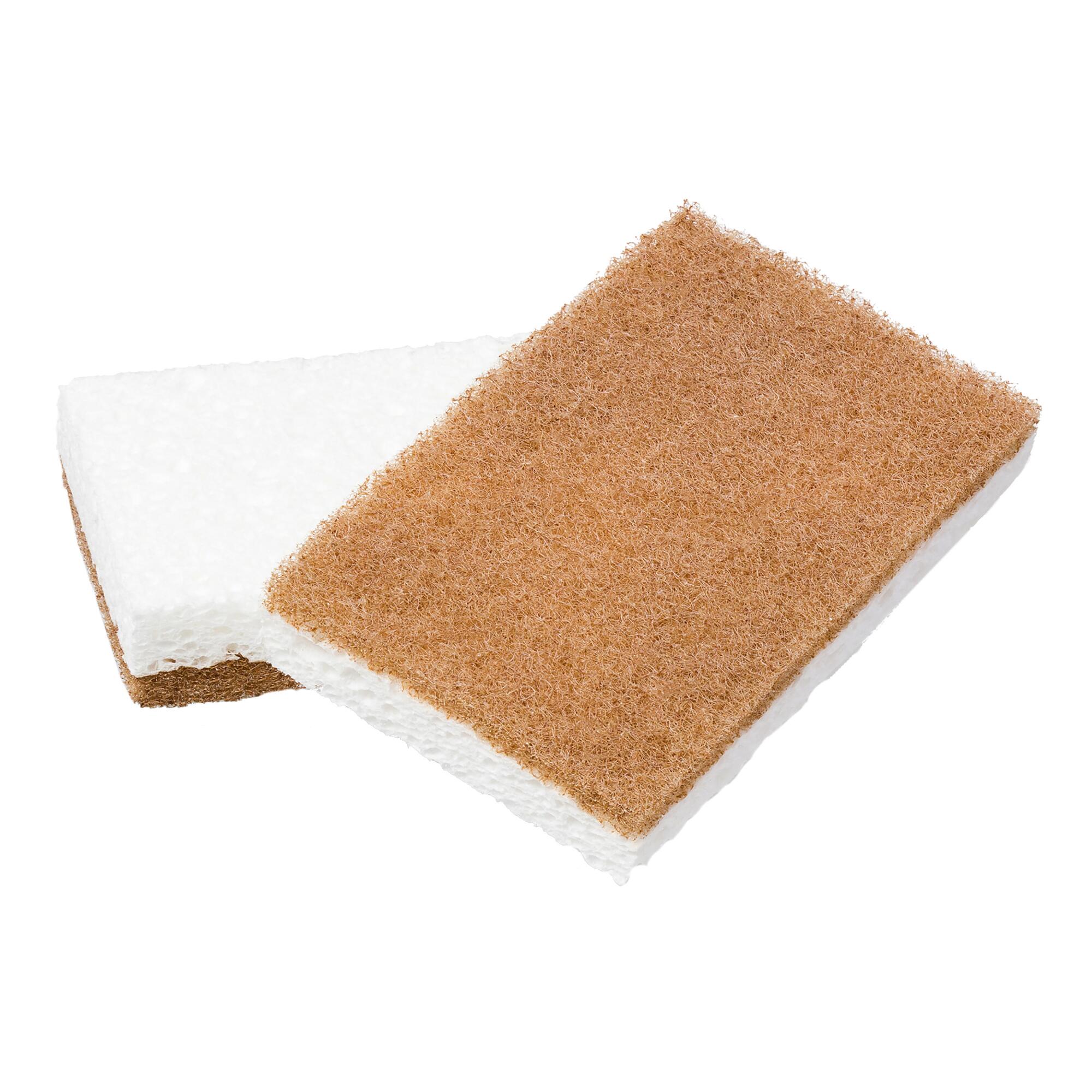 2 Pack Full Circle Walnut Shell Scrubbing Sponges Set of 2: White - Natural Fiber by World Market