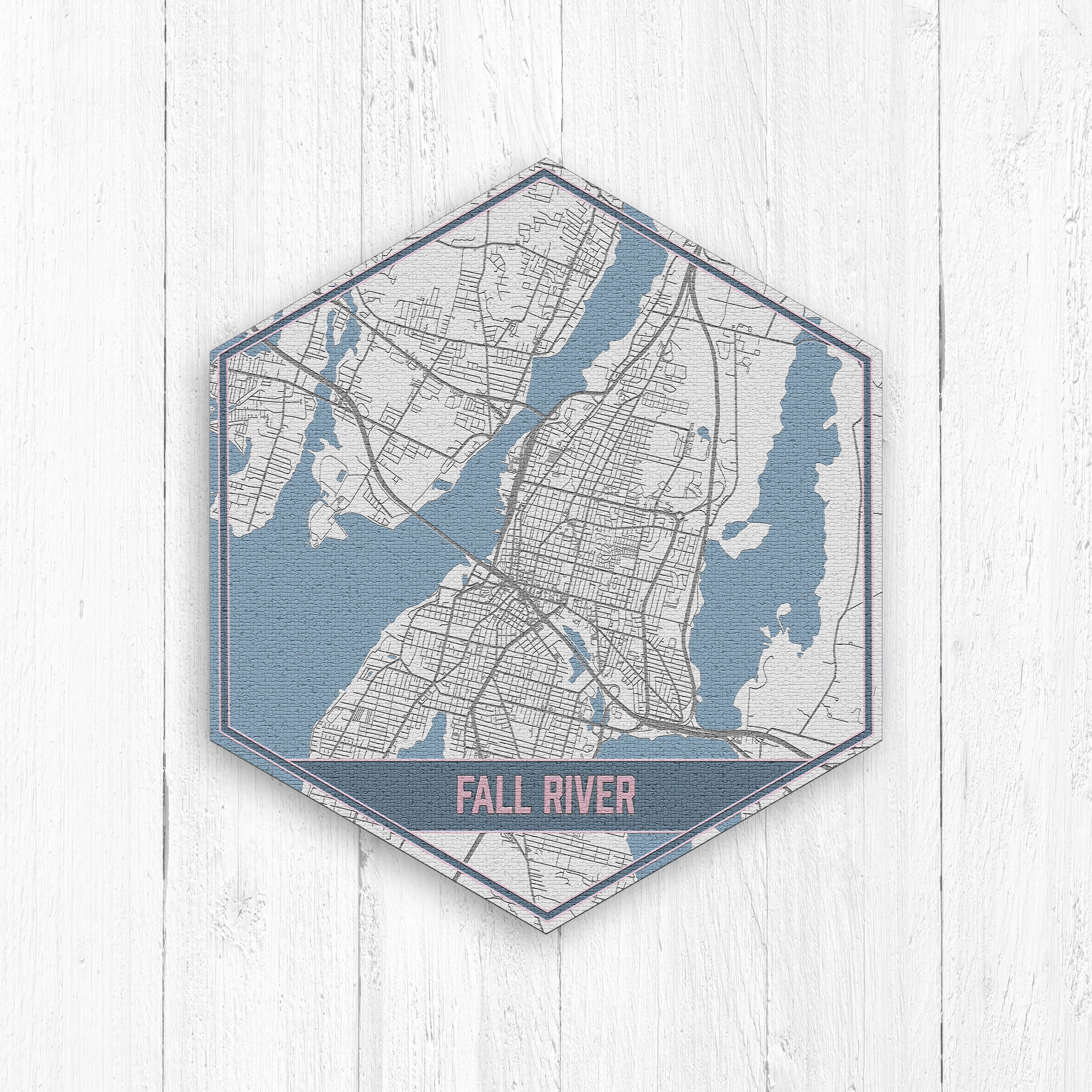 Fall River Massachusetts Hexagon Canvas Street Map Print By Printed Marketplace