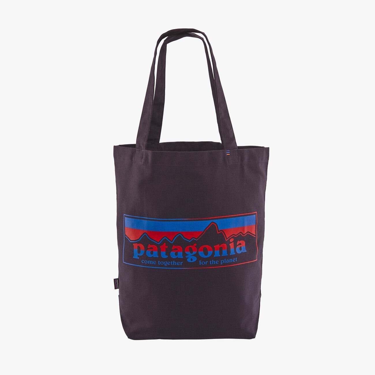 Patagonia Market Tote - Durable Bag from Organic Cotton, Together for the Planet Logo: Piton Purple