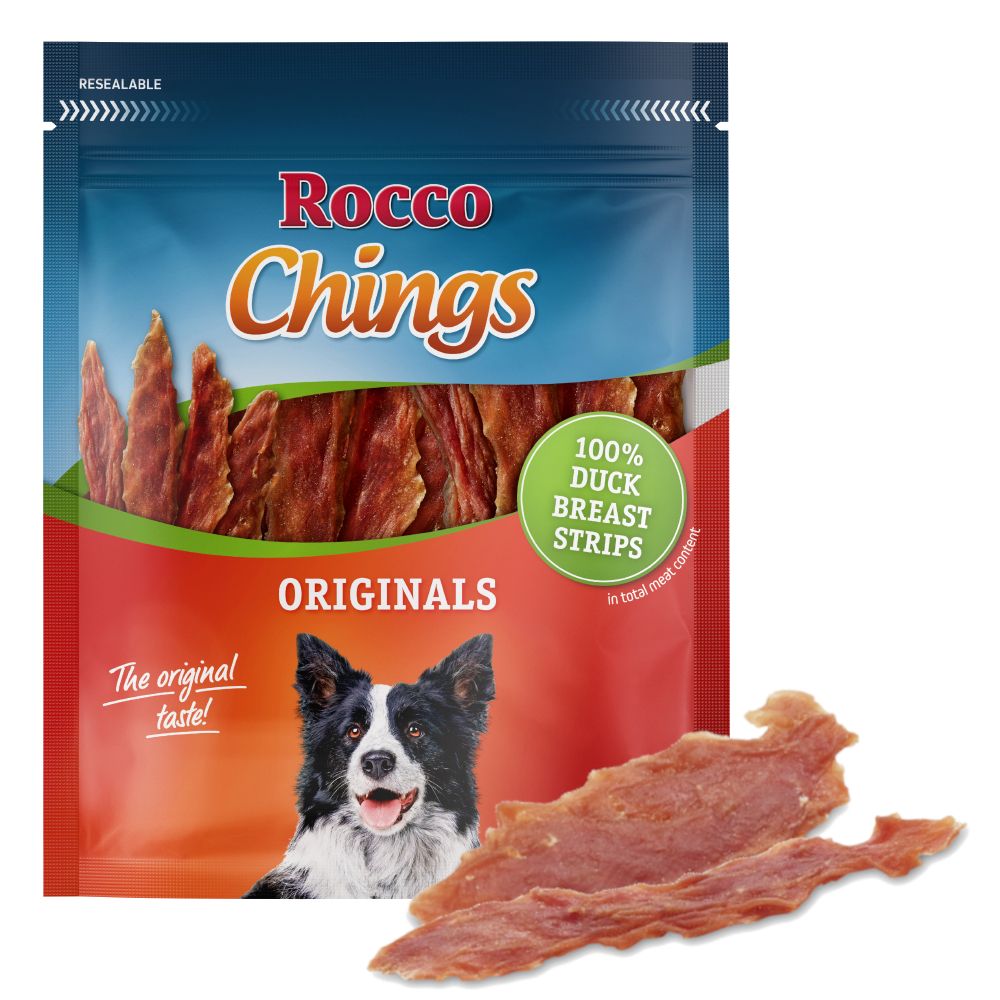 4 x Rocco Chings Originals Dog Chews - 20% Off!* - Chicken Breast Strips (4 x 250g)