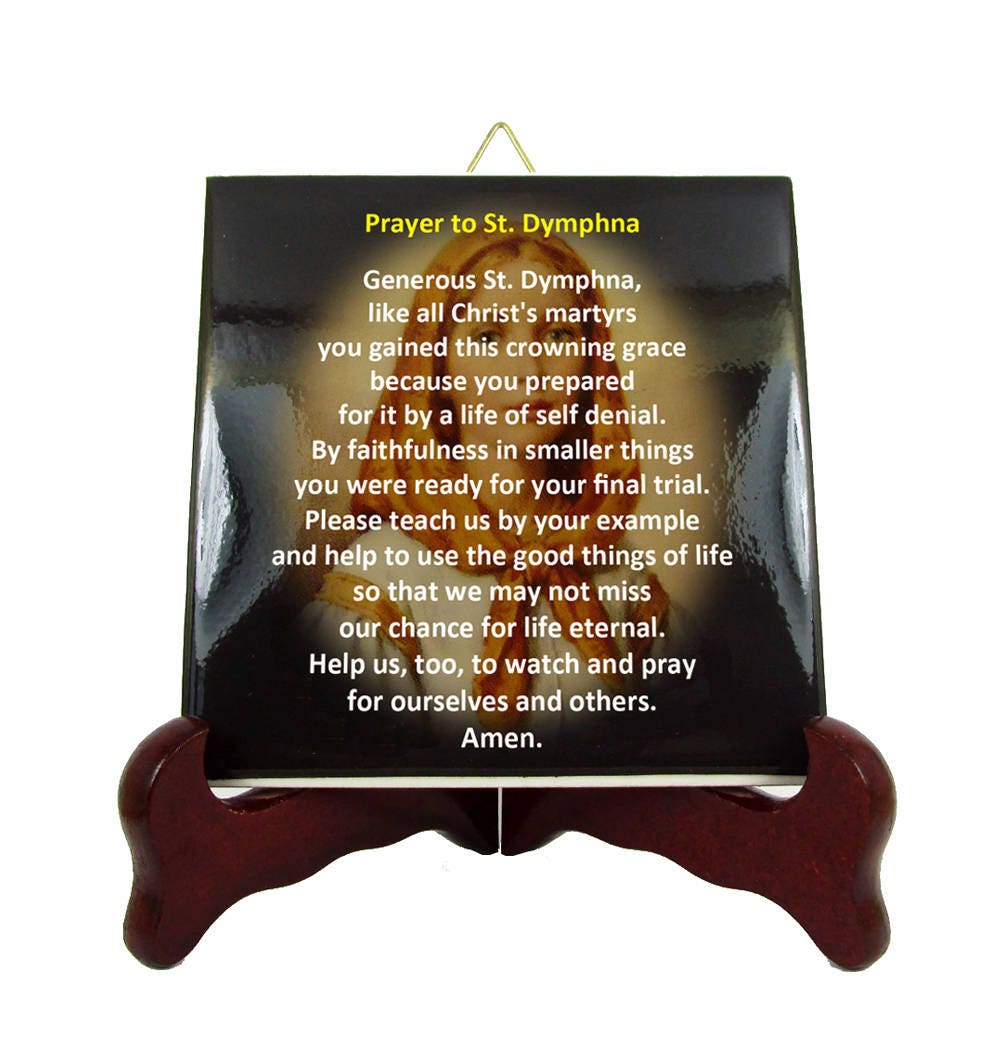 Catholic Prayer To Saint Dymphna - Devotional Ceramic Tile Prayer St Religious Gift For Her