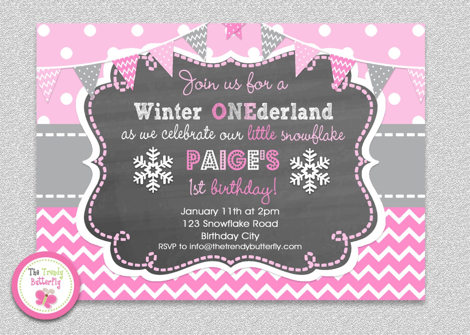 Girls Winter Snowflake, Wonderland Birthday Invitation, Snowflake Invitation