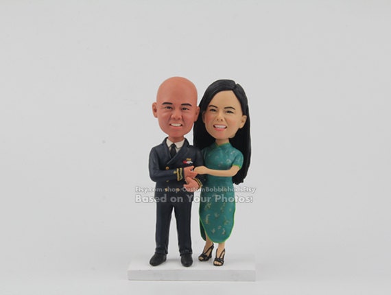 Custom Wedding Bobblehead - Personalized Cake Topper, Custom Rustic Mr & Mrs Topper