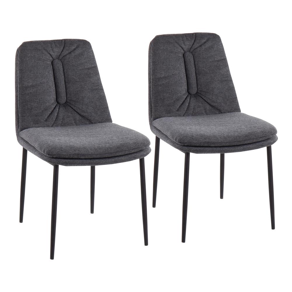 LumiSource Set of 2 Smith Contemporary/Modern Polyester Blend Upholstered Dining Side Chair (Metal Frame) in Black | CH-SMITH BKCHAR2