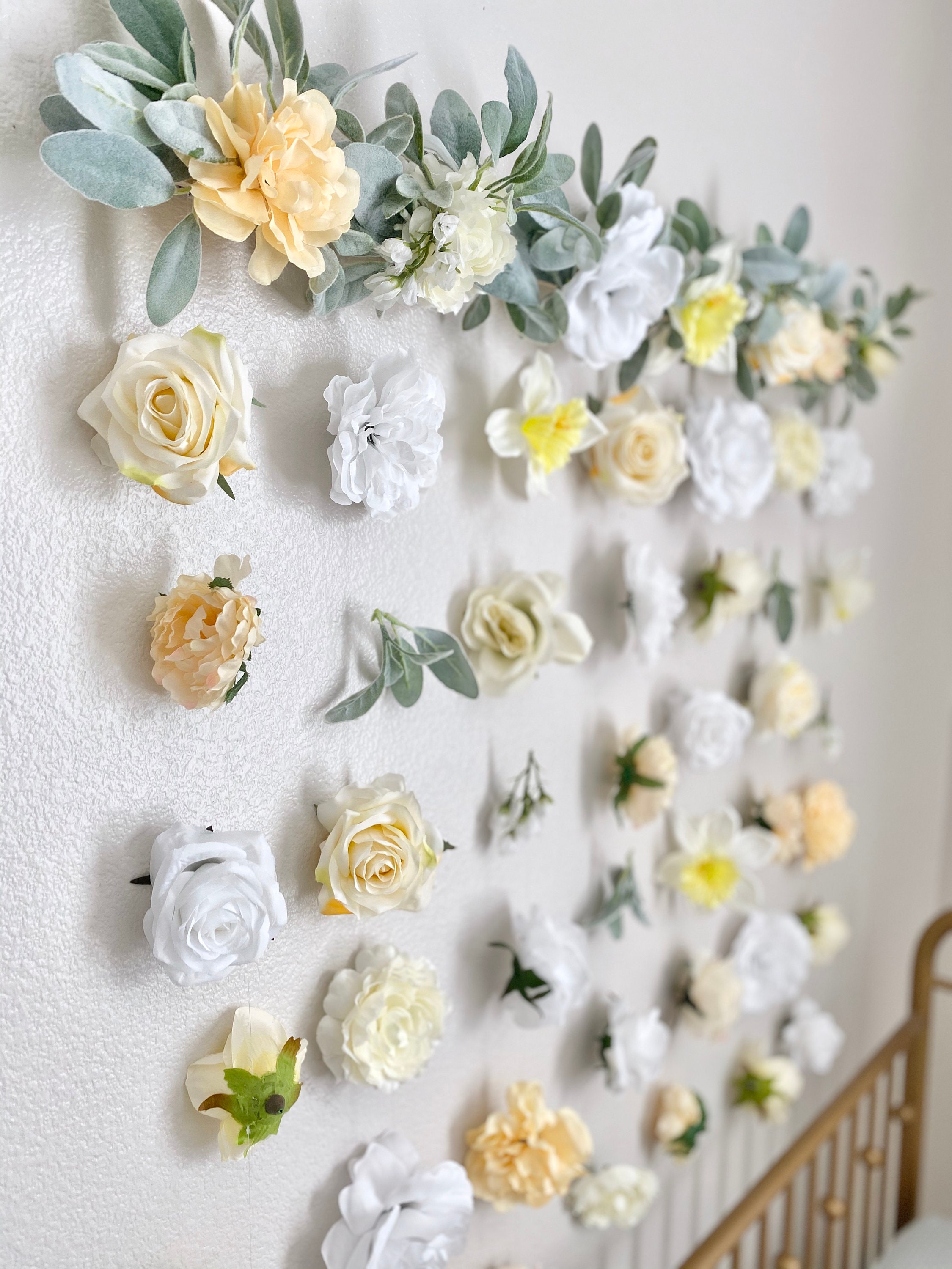Yellow Nursery Decor Girl Flower Wall Baby Shower Floating Floral Backdrop