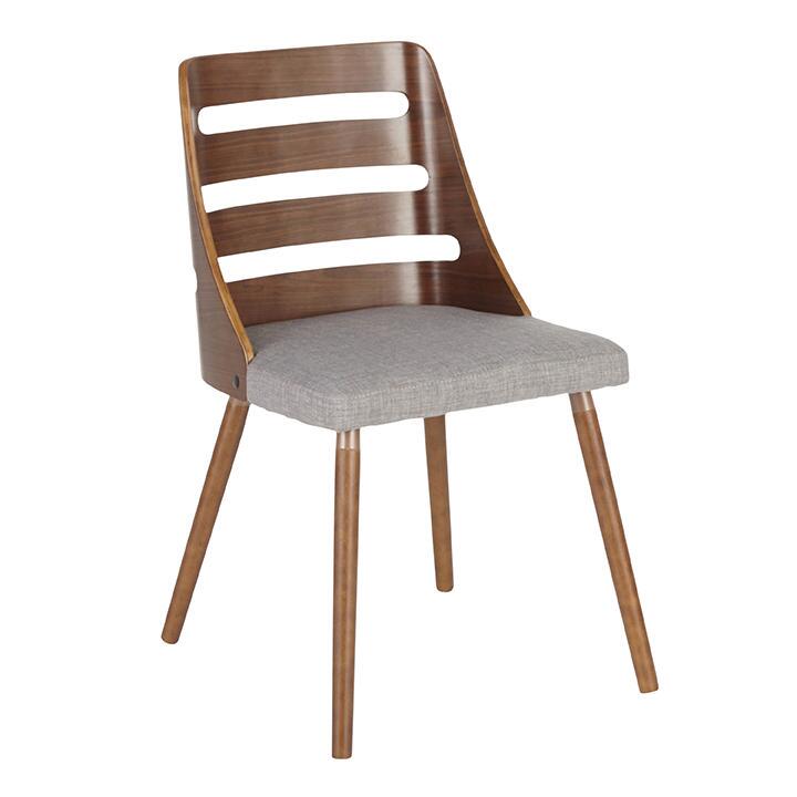 Walnut Wood Wyatt Dining Chair with Upholstered Seat: Gray by World Market