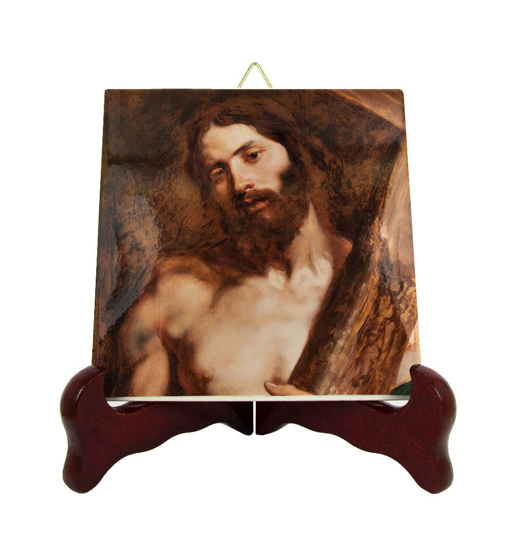 Jesus Christ Carrying The Cross - Religious Icon On Tile Christian Gifts Art Catholic Holy