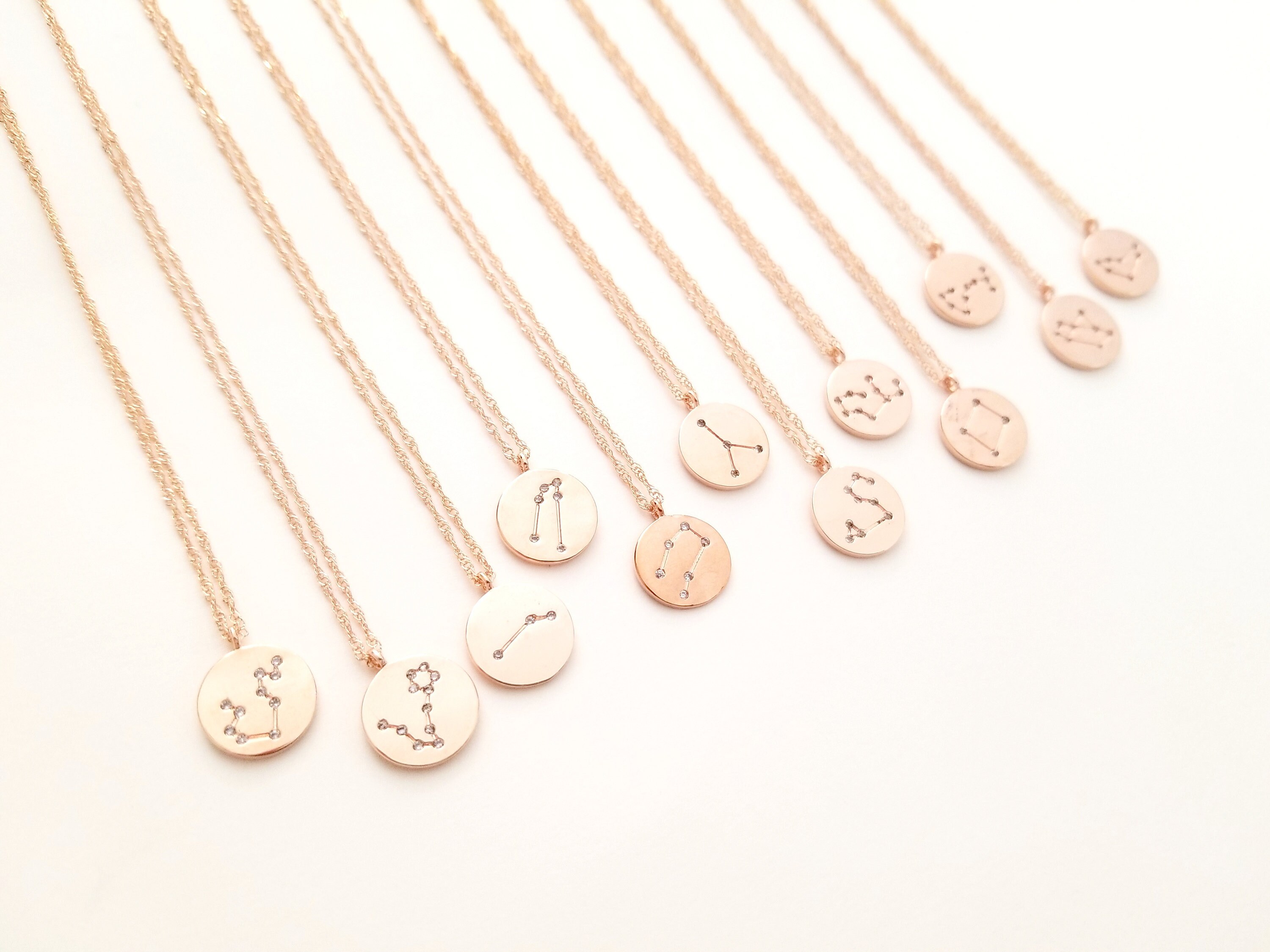 Zodiac Jewelry Celestial Constellation Necklace Gift For Women Gold Disk Necklace, Rose Necklace, Bridesmaid Gift Birthday