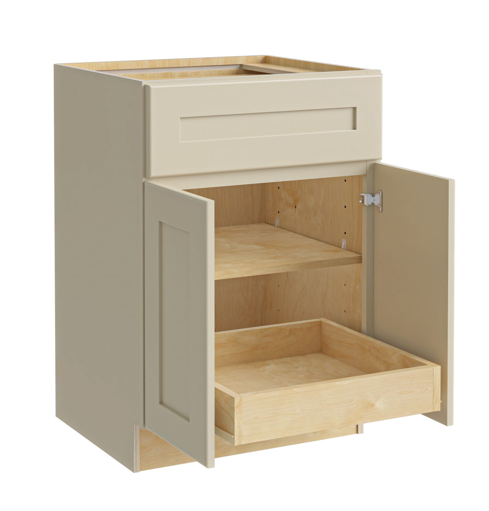 Luxxe Cabinetry 24-in W x 34.5-in H x 24-in D Norfolk Blended Cream Painted Door and Drawer Base Fully Assembled Semi-custom Cabinet in Off-White