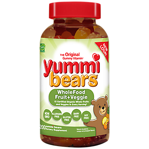 Whole Food Fruit & Veggie Yummi Bears for Kid's- Mixed Fruit (200 Gummies)
