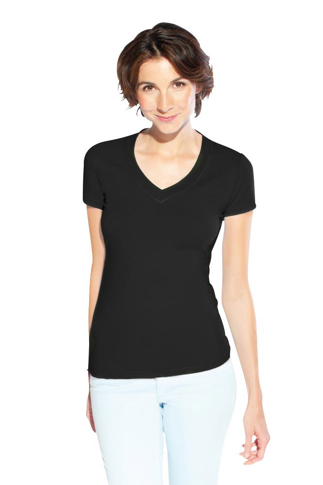 Wellness V-Ausschnitt T-Shirt Damen Sale, Schwarz, XL