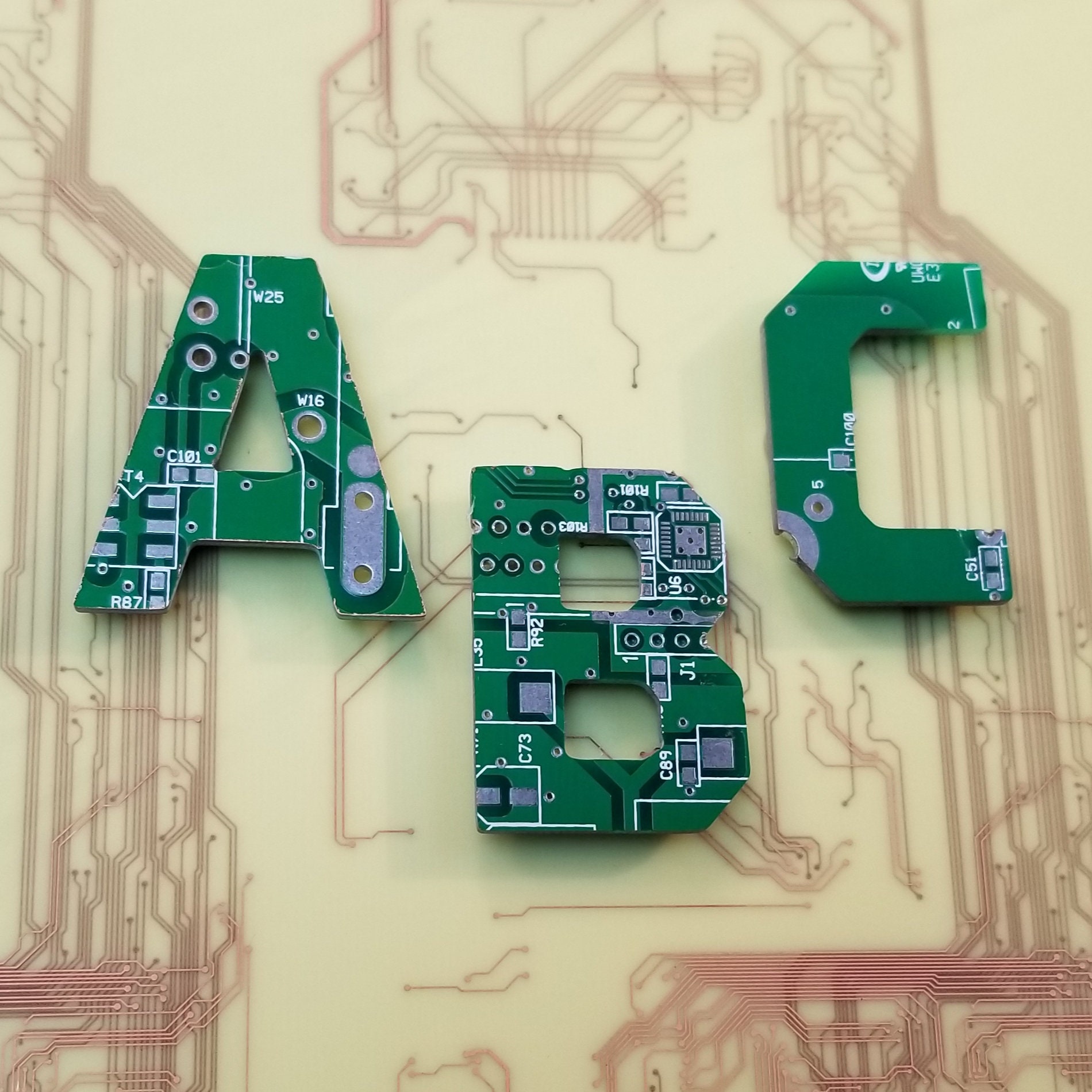 Magnetic Alphabet Letters Cut From Recycled Circuit Board | 1.5 Tall