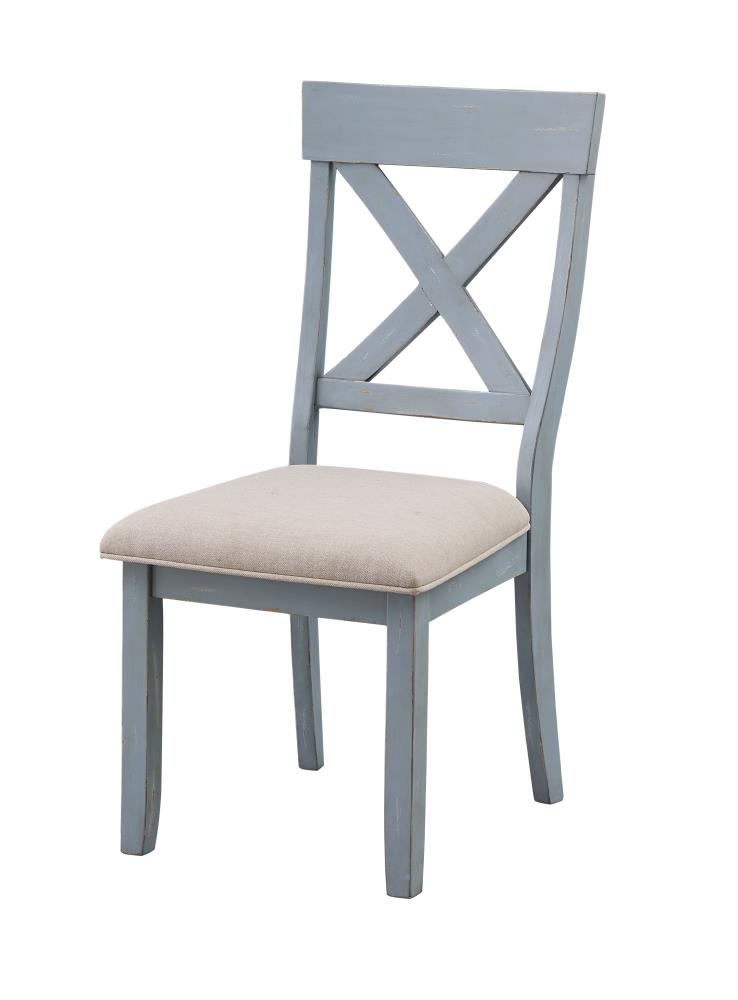 Coast to Coast Set of 2 Bar harbor Polyester/Polyester Blend Upholstered Dining Side Chair (Wood Frame) in Blue | 40298