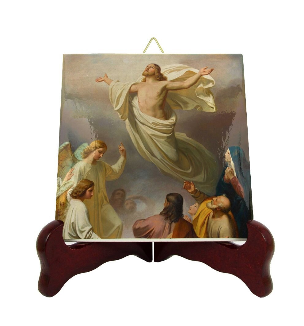 Catholic Art - Ascension Of Jesus Catholic Icon On Ceramic Tile Religious Gifts Handmade Crafts Holy