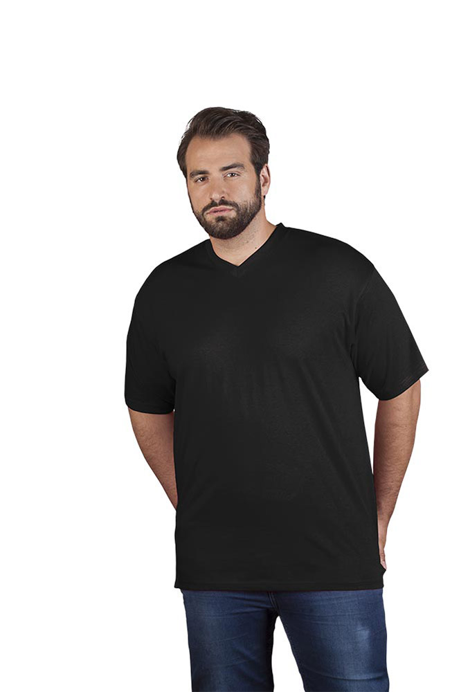 Premium V-Ausschnitt T-Shirt Plus Size Herren, Schwarz, XXXL