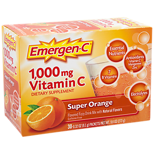 Emergen-C - 1,000 MG Vitamin C with B Vitamins & Electrolytes - Super Orange (30 Single Serving Packets)