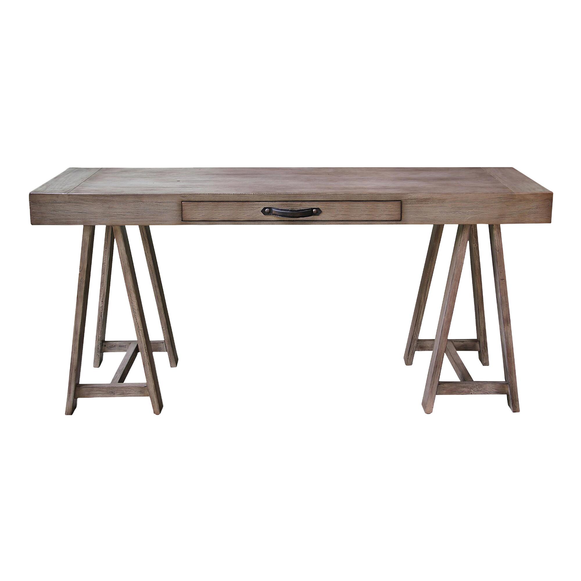 Gray Mahogany Wood Jemma Desk: Natural by World Market