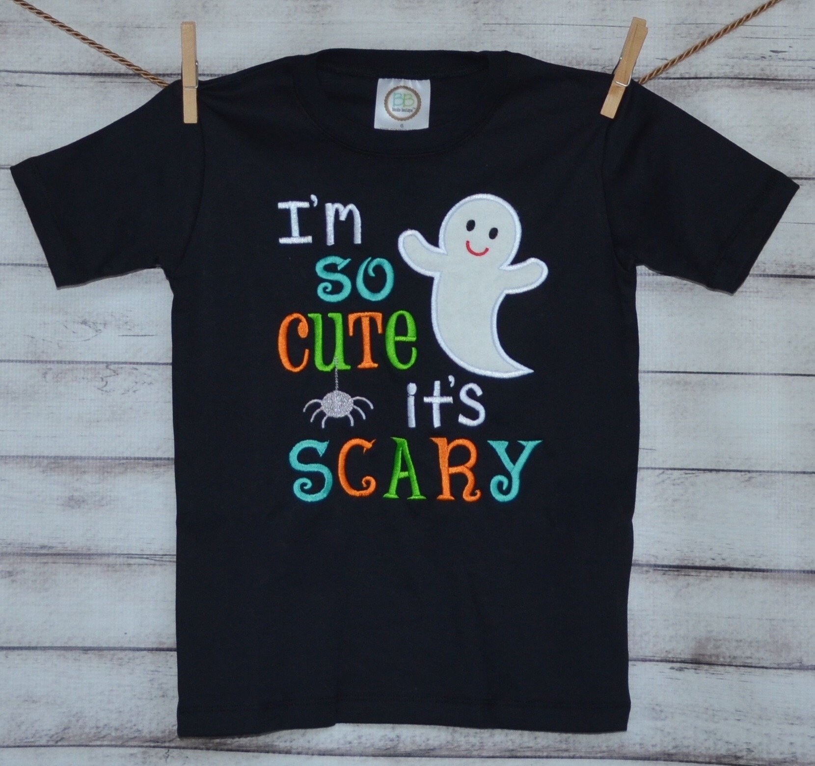 Personalized Halloween Ghost I'm So Cute It's Scary Applique Shirt Or Bodysuit For Boy Girl