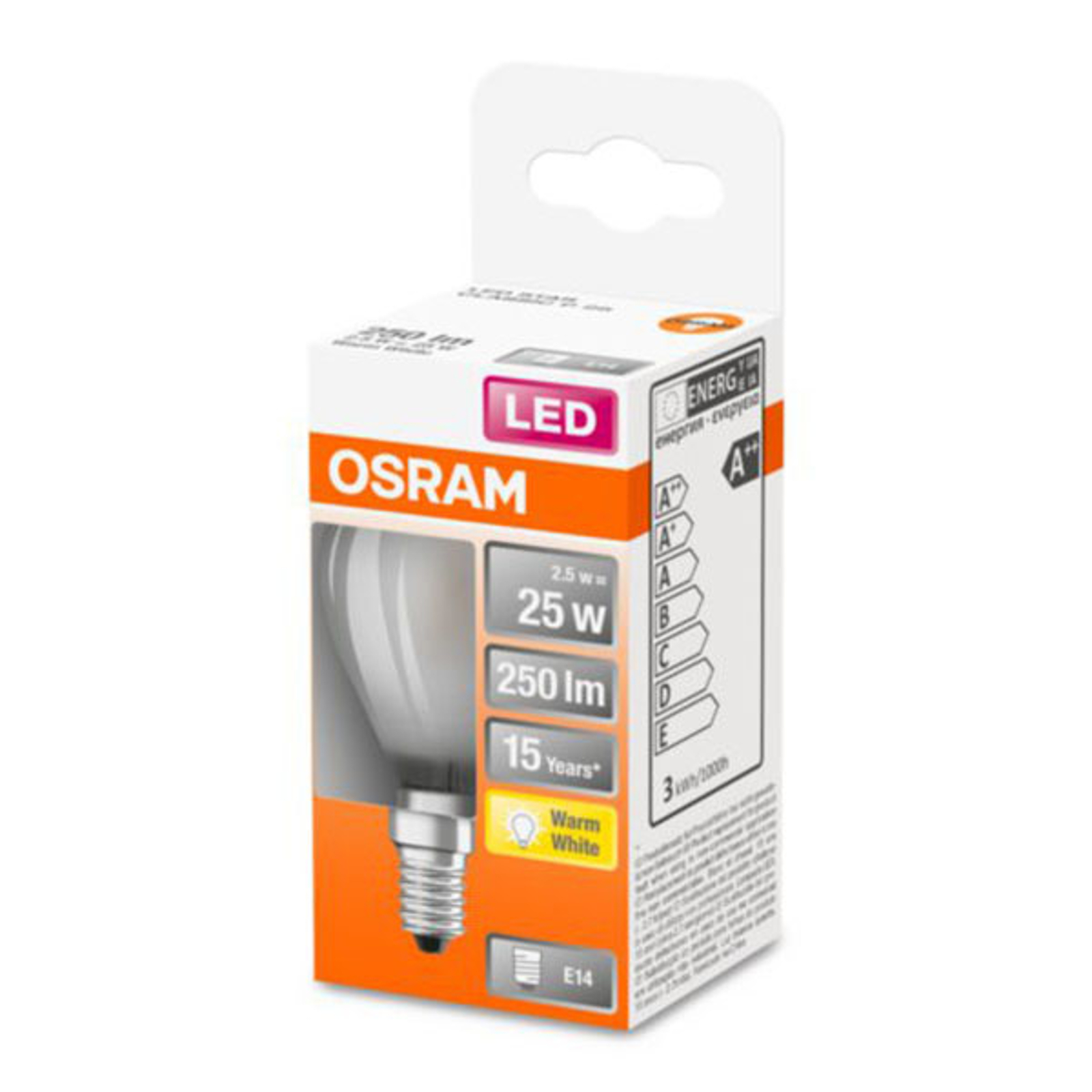 OSRAM Classic P -LED-lamppu E14 2,5W 2 700 K matta