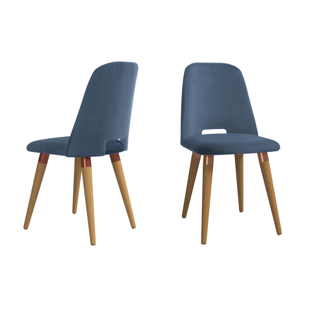 Manhattan Comfort Set of 2 Selina Contemporary/Modern Polyester/Polyester Blend Upholstered Dining Side Chair (Composite Frame) in Blue | 2-1020563